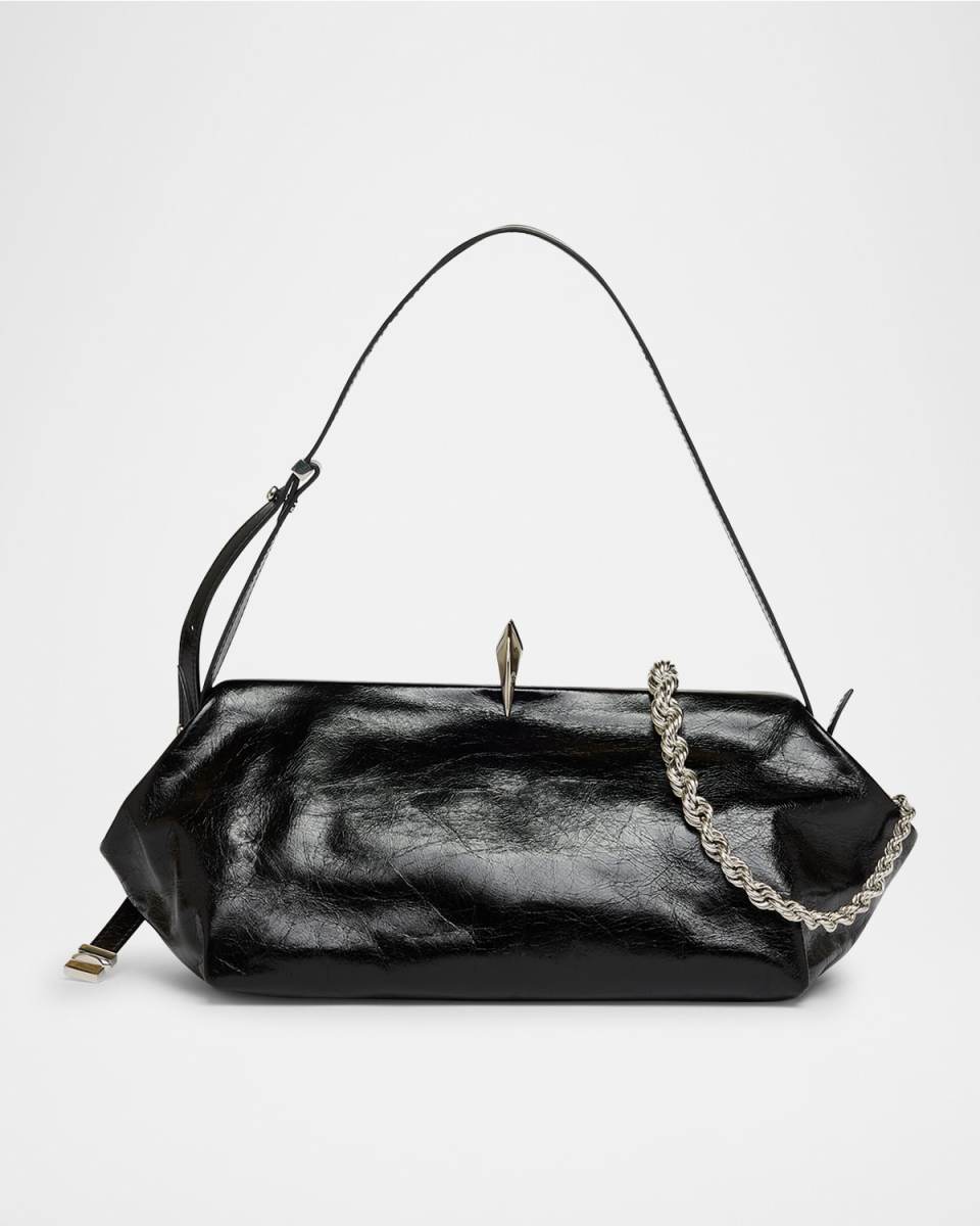 Sophia Crinkled Leather Shoulder Bag